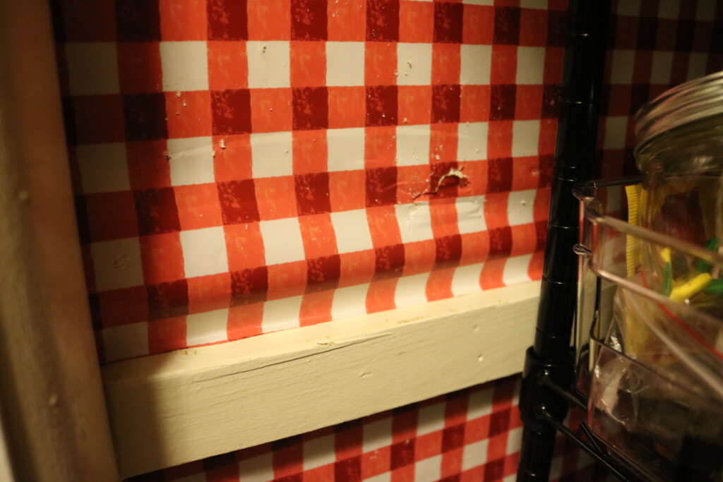 shelf liners project: scratched shelf liner


