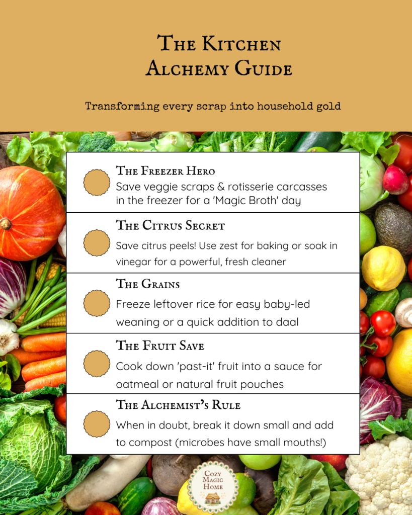 Food Waste - The Kitchen Alchemy Guide, checklist summary of blog post